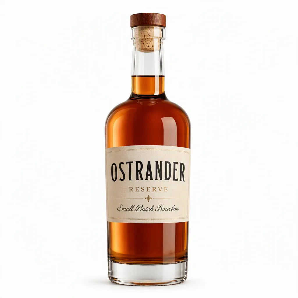 White-background main image: the same bottle on pure white (fictional brand “Ostrander Reserve”)