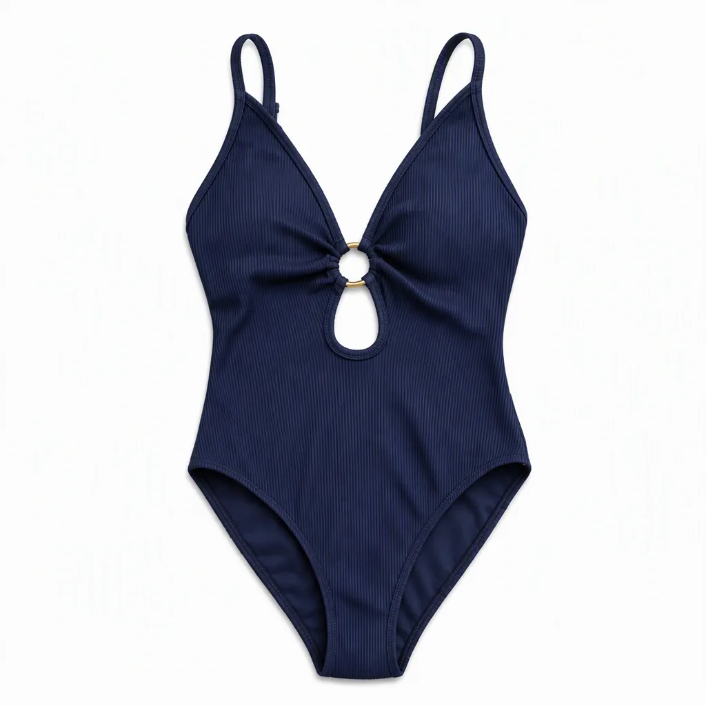 White-background main image: the same swimsuit on pure white (fictional brand “Saltmoor”)