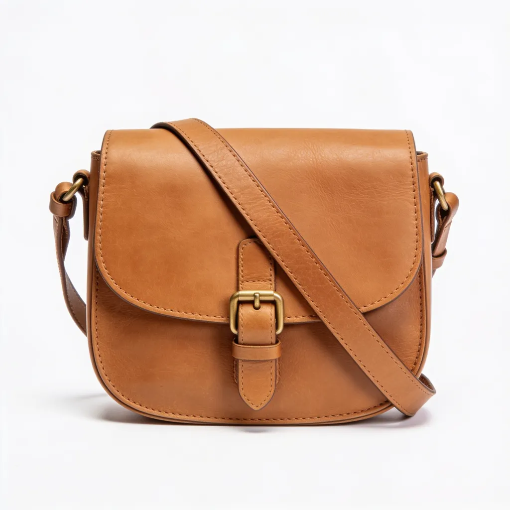 White-background main image: leather crossbody bag