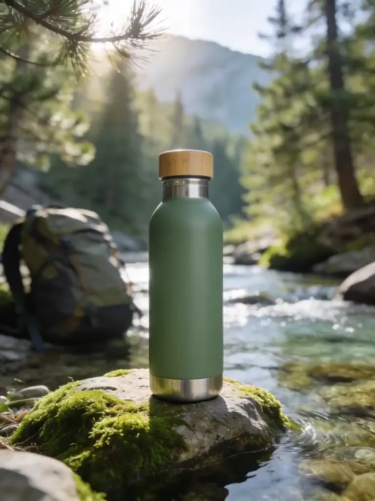 Motion ad: bottle by a mountain stream