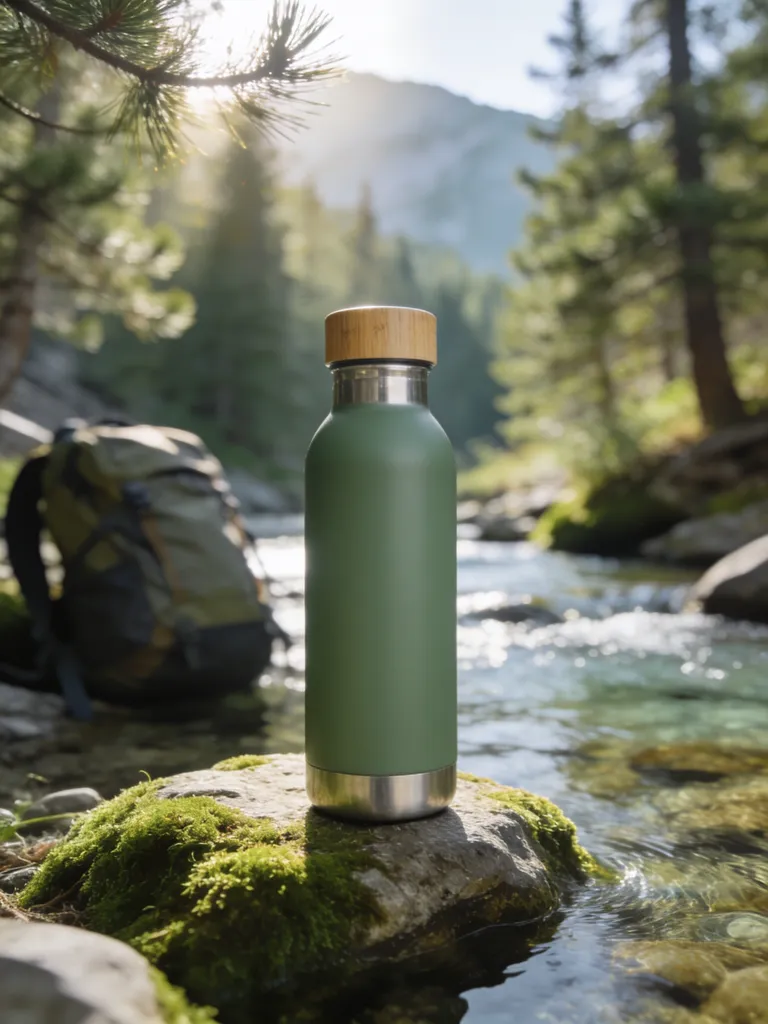 Lifestyle shot: water bottle outdoors