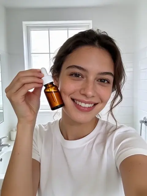 Video frame: UGC-style video ad: skincare serum